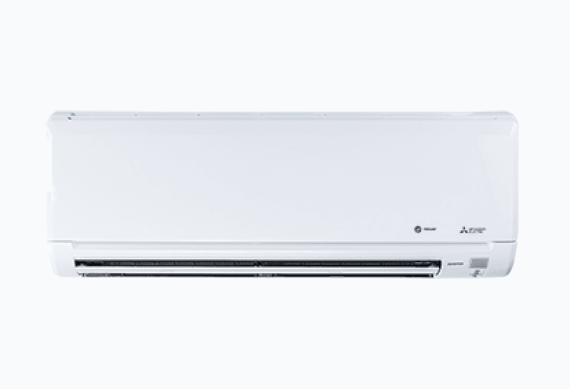 A white wall-mounted ductless split-system unit.